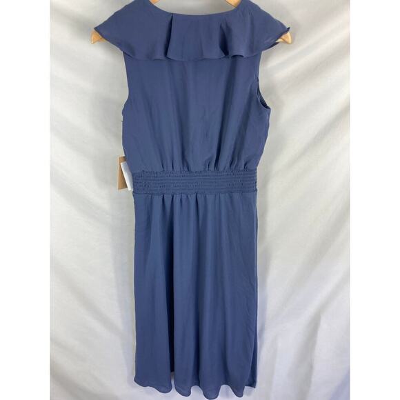 NWT Halogen Ruffle Neck Flow Dress in Indigo XXS - Picture 5 of 6